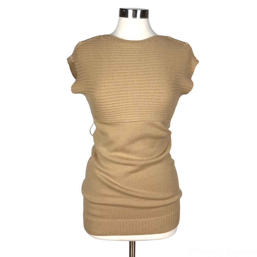 Yoki New York Collection Camel Sweater with Shoulder Buttons